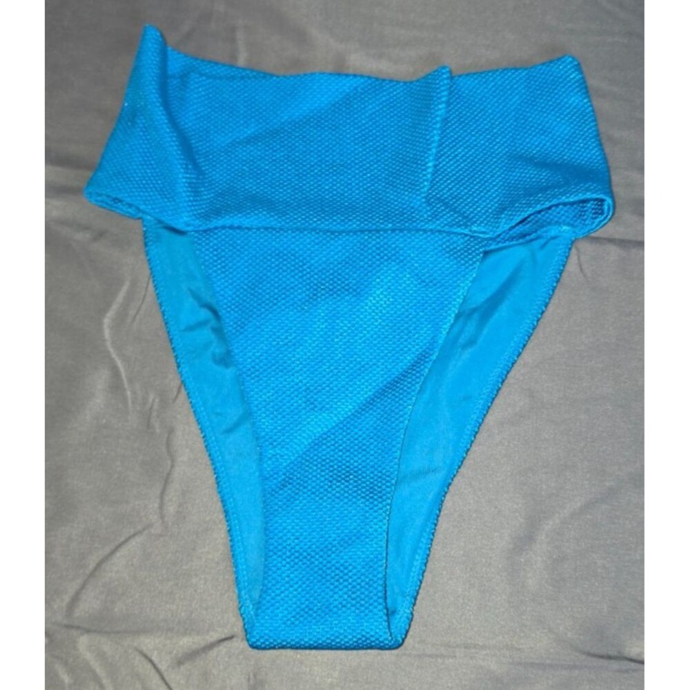 Aerie Blue Texture High Cut Cheeky Swim Bathing Suit Bottom Size XS New